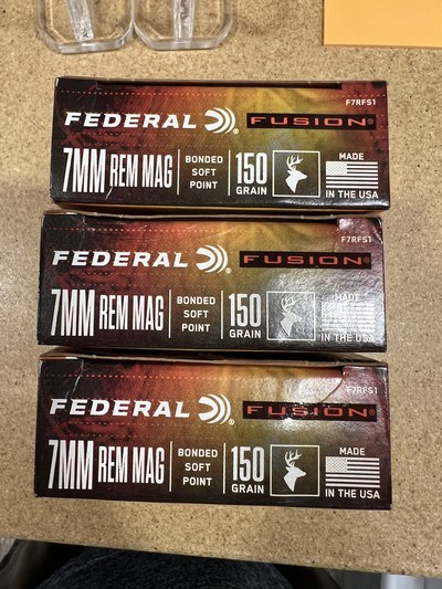 Federal Fusion 7mm Rem magnum 3 factory boxes - Image 1 of 5