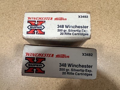 Winchester Western Super X 348 Win silver tip 2 factory full boxes - Image 1 of 7