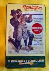 Remington .22 Long Rifle Ammo in Tin Collectible Box with Playing Cards - 1 of 5