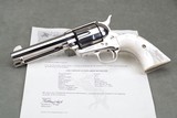 Exceptional 1930 Colt 1st Gen. SAA 45LC 4 3/4'' Nickel Wolf & Klar Carved Steerhead Pearls 99% - 1 of 15