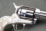 Exceptional 1930 Colt 1st Gen. SAA 45LC 4 3/4'' Nickel Wolf & Klar Carved Steerhead Pearls 99% - 9 of 15