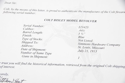 Exceptional 1913 Colt SAA Bisley Model 44-40 5 1/2'' Blue/CC with Factory Letter - Image 2 of 14
