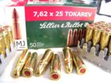 7.62x25 Tokarev S&B Czech 50 Round Boxes 85 grain FMC 32 Tokarev 762 Ammunition Cartridges $24.90 per Box on 5 Box Lots
- 1 of 14