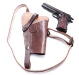 GI style Shoulder Holster 45 Autos 1911 Pistols New India Brown Leather WWI WWII type GL0108 Colt Government Model 45 Automatic Short Chest Strap vari - 1 of 9