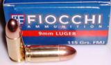 Ammo: 9mm Fiocchi 115 grain FMC 500 round lot of 10 Boxes $13.90 per 1/2 Case Lots 9AP Full Metal Case Jacket Ammunition Cartridges 9mm Luger Parabell - 3 of 13