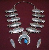 Tommy Singer Squash Blossom Necklace & Earings   - 1 of 5