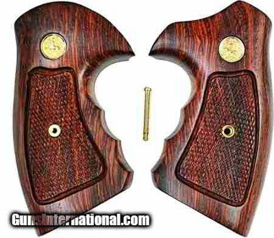 Colt Python Checkered Rosewood Grips With Medallions
