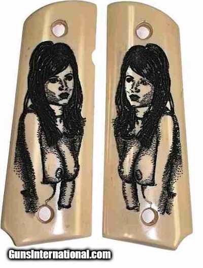 Colt 1911 Ivory-Like Grips With Naked Lady