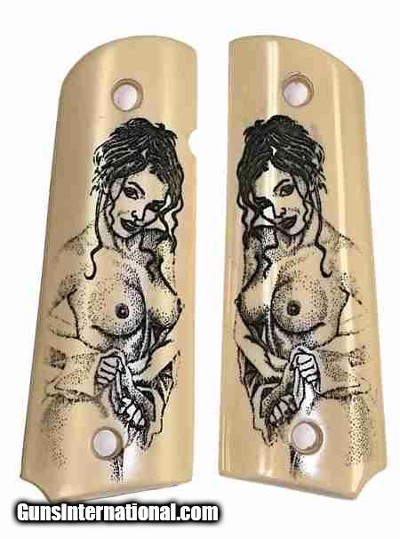 Colt 1911 Ivory-Like Grips With Naked Lady