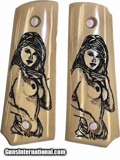 Colt 1911 Officers Model Ivory-Like Grips With Naked Lady