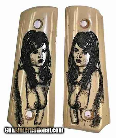 Colt 1911 Officers Model Ivory-Like Grips With Naked Lady