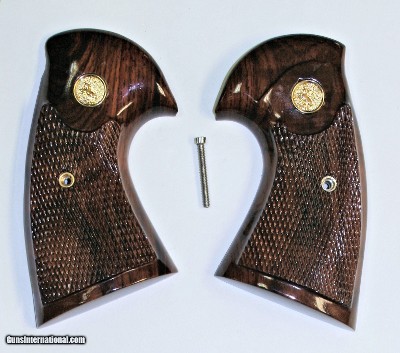 Colt Python or 2021 Anaconda Rosewood Grips, Checkered With Medallions