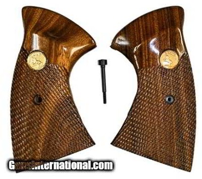 Colt MKIII Walnut Checkered Grips w/ Medallions
