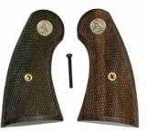Colt New Service 1917 Walnut Checkered Grips W/Medallions - 1 of 2