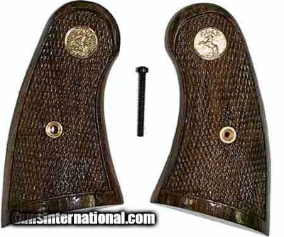 Colt Python & 2021 Anaconda Small Panel Walnut Checkered Grips with Medallions