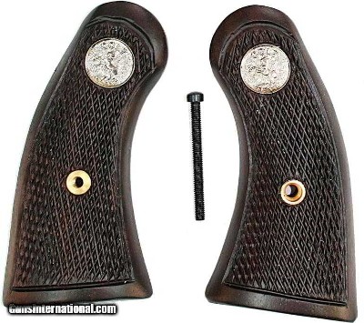 Colt Police Positive Walnut Checkered Grips With Medallions