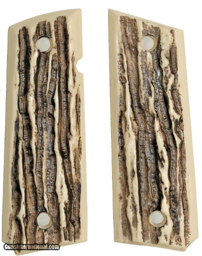 Colt 1911 or Colt Commander Imitation Jigged Bone Grips