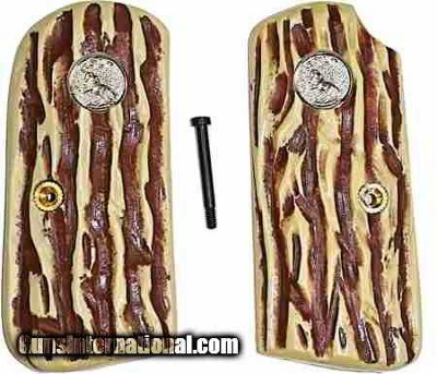 Colt 1903 & 1908 Imitation Jigged Bone Grips W Medallions