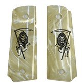 Colt 1911 Officers Model Pearl Premium Grips with Grim Reaper - 1 of 1