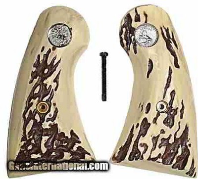 Colt 1917 New Service or 1909 Revolver Stag-Like Grips With Medallions