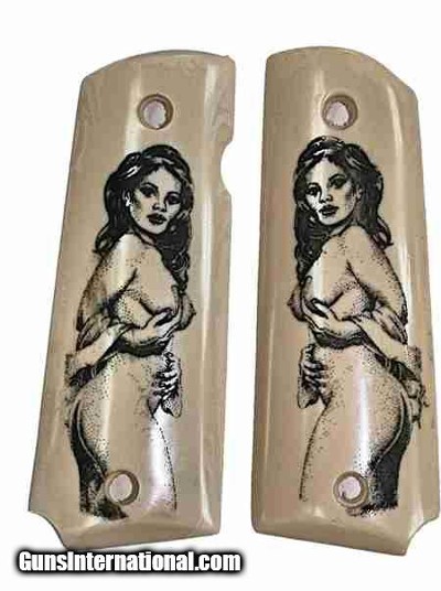 Colt 1911 Ivory-Like Grips with Naked Lady