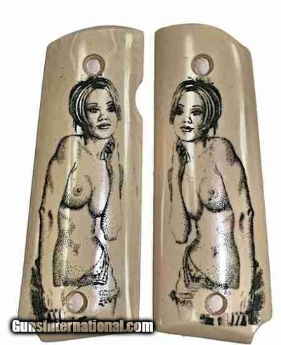 Colt 1911 Ivory-Like Grips with Naked Lady