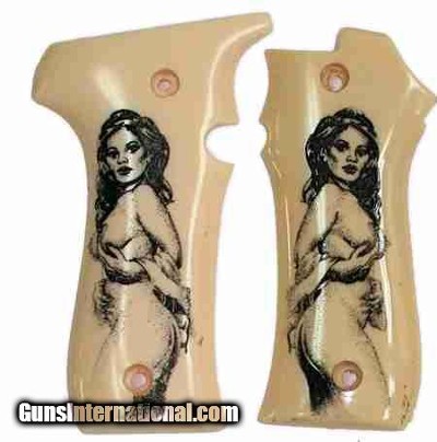 Llama III & IIIA Ivory-Like Grips with Naked Lady