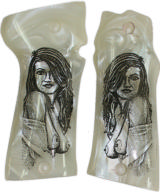 Llama Max II, Large Frame Pearl Premium Grips With Naked Lady - 1 of 1