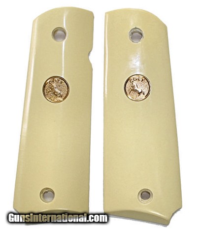 Colt 1911 Ivory-Like Grips With Medallions