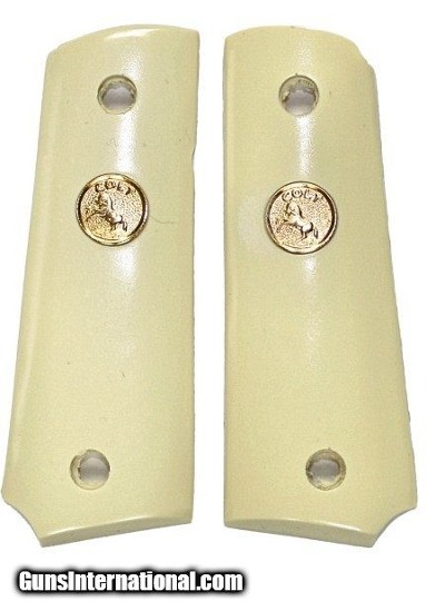 Colt 1911 Officers Model Ivory-Like Grips With Medallions