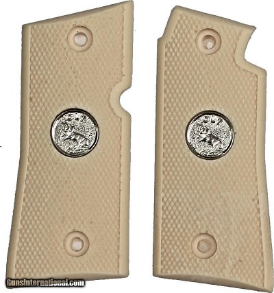 Colt Mustang & Pocketlite Checkered Grips With Medallions