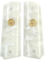 Colt 1911 Pearl Premium Grips, White With Medallions - 1 of 1