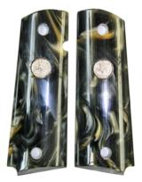 Colt 1911 Government Model Pearl Premium Grips, Black & Gold With Colt Medallions - 1 of 1