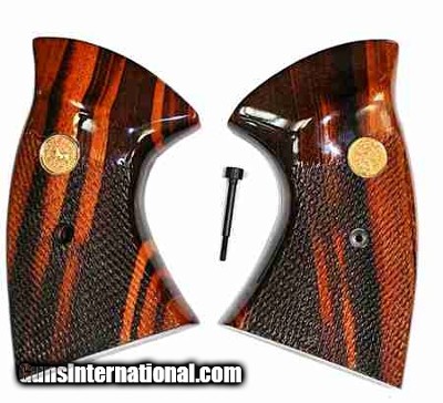 Colt MKIII Trooper & Lawman Grips, Goncalo Alves Wood, Medallions
