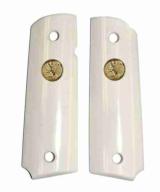 Colt 1911 Dupont Corian Ivory-Lux Grips w/ Gold Medallions - 1 of 1