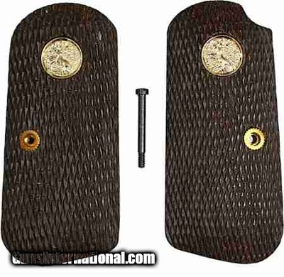 Colt 1903 & 1908 .32 & .380 Auto Faux Wood Grips With Medallions & Screw Set