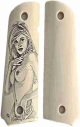 Colt 1911 Real Ivory Scrimshaw Grips with Nude Lady - 1 of 1
