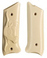 Ruger MKII .22 Auto Ivory-Like Grips With Relief Carved Long Horn - 1 of 1