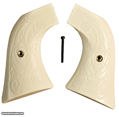 Ruger Super Blackhawk Ivory-Like Grips, Relief Carved Rose