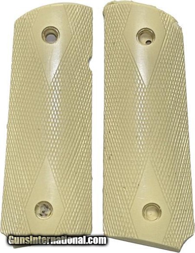 Colt 1911 Officers Model Ivory-Like Grips, Checkered