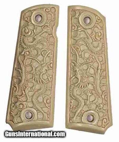 Colt 1911 Grips With Asian Relief Carved Dragon