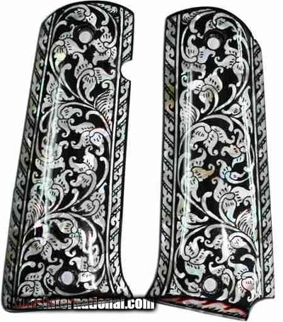 Llama Max I Grips, Rosewood With Inlaid Mother of Pearl