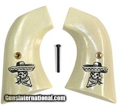 Ruger New Vaquero 2005 XR3 & 50th Anniv. Blackhawk .357 Grips, Skull & Sombrero