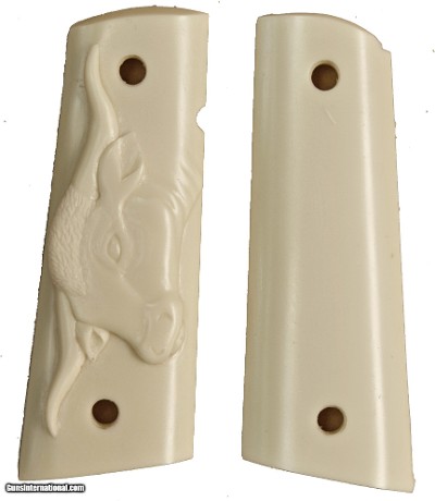 Colt 1911 Ivory-Like Grips, With Long Horn