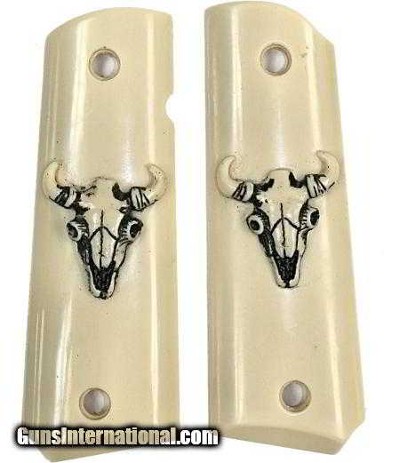 Colt 1911 Ivory-Like Grips With Bison Head