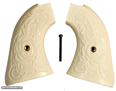 Colt Scout & Frontier SA Ivory-Like Grips, Relief Carved Rose