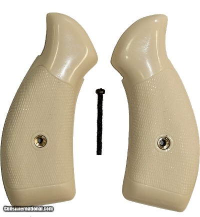 Smith & Wesson K & L Frame Ivory-Like Grips, Round Butt. Checkered