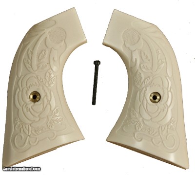 Uberti Old Model P 1873 Ivory-Like Grips With Relief Carved Rose