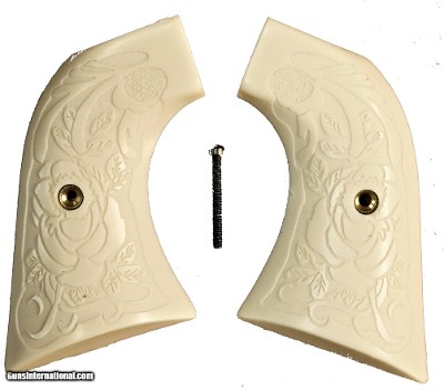 Ruger New Vaquero & 50th Anniversary Blackhawk .357 Grips With Relief Carved Rose