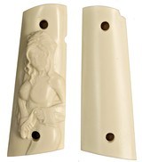 Colt 1911 Ivory-Like Grips, With Relief Carved Semi-Nude - 1 of 1